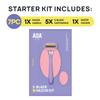AOA Studio Women's 5-Blade 7pc Kit Including 1pc Handle 5pcs Five-Blade Heads from Swedish1pcs Stainless Steel Shower Hook Hydrating Aloe and Vitamin E Strip Cleanest, Closest, Comfortable Shave view 2