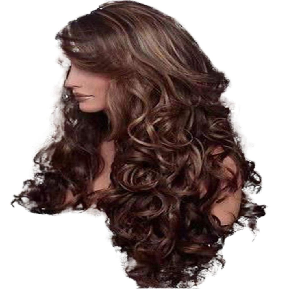 Andongnywell Long Lace Front Wave Wigs Wigs Human Hair Hair Density Wigs for Black Women Natural Color (Brown,One Size)