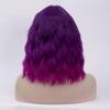 WGPFWIG Women's Bright Purple Ombre Wig Short Curly Wavy Wig Shoulder Length Flat Bangs Wig For Women Girl Cosplay Party Halloween Wig Cap Included (Bright Purple Ombre) view 4