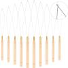 10 Pieces Wooden Hair Extension Loop Needle Kit Threader Wire Pulling Hook Tool and Bead Device Tool Black Loop Threader for Hair or Feather Extensions view 1