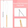 10 Pieces Wooden Hair Extension Loop Needle Kit Threader Wire Pulling Hook Tool and Bead Device Tool Black Loop Threader for Hair or Feather Extensions view 2