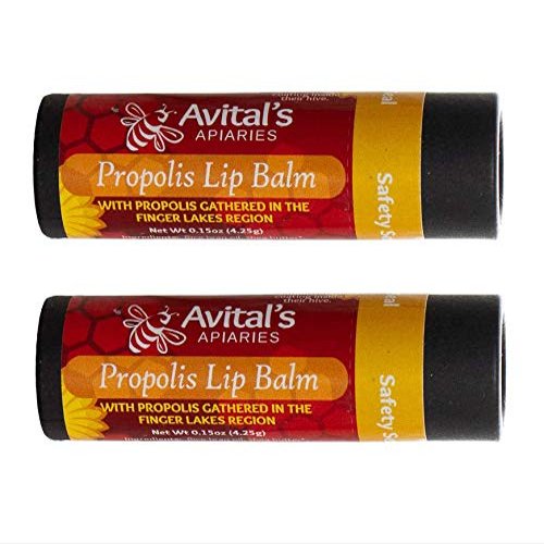 2 Double Sized Propolis and Beeswax Lip Balms with locally gathered Finger Lakes propolis in eco-friendly paperboard tubes