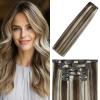 WindTouch Clip In Hair Extensions Human Hair Medium Brown to Blonde Balayage Highlights for Brown Remy Hair 18Inch 75g #4P613 7PCS view 1