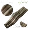 WindTouch Clip In Hair Extensions Human Hair Medium Brown to Blonde Balayage Highlights for Brown Remy Hair 18Inch 75g #4P613 7PCS view 2