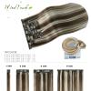 WindTouch Clip In Hair Extensions Human Hair Medium Brown to Blonde Balayage Highlights for Brown Remy Hair 18Inch 75g #4P613 7PCS view 3