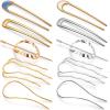 10 Pieces Metal U-Shape Oval Side Comb Hairpin Hair Fork Clip Stick Hair Bun Updo Sticks Gold Silver Chignon Pin Grips for Women Styling Tool Accessories view 1