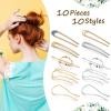10 Pieces Metal U-Shape Oval Side Comb Hairpin Hair Fork Clip Stick Hair Bun Updo Sticks Gold Silver Chignon Pin Grips for Women Styling Tool Accessories view 2