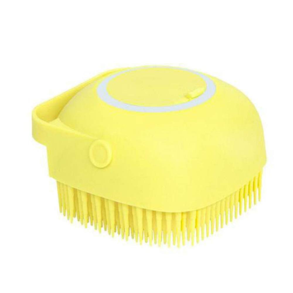 MIPPER Silicone Bath Brush Shower Scrubber with Shampoo/Shower Gel Dispenser,Head Massage Hair Washing Comb,Soft Skin-friendly (yellow)