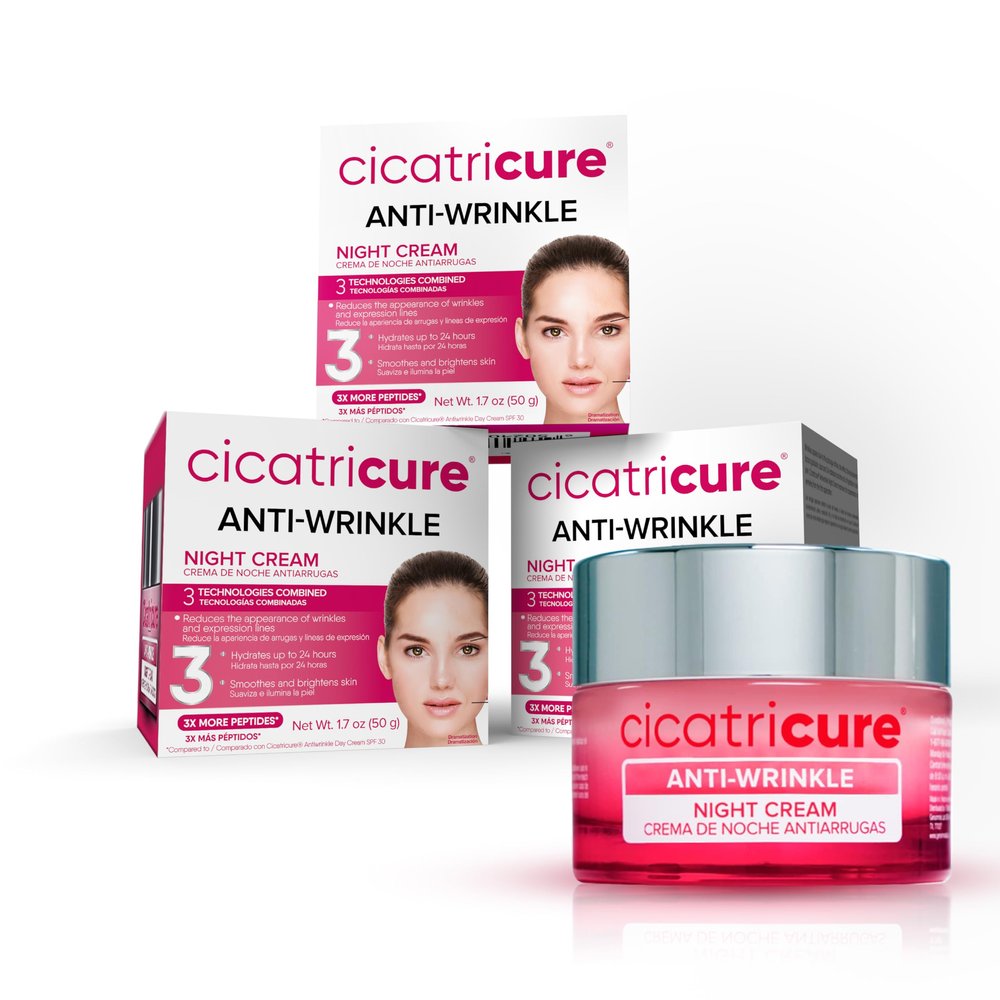 Cicatricure Anti-Wrinkle Night Face Cream: Intensive Overnight Aging Care, Moisturizes & Reduces Fine Lines, Advanced Anti-Aging Formula, 3-Pack, 1.7 oz Each