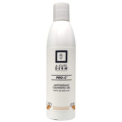 A-Cute Derm Pro-C Antioxidant Cleansing Gel Hydrating Daily Face Wash with Vitamin C & Green Tea Extract Refreshing Cleanser for All Skin Types 8 oz