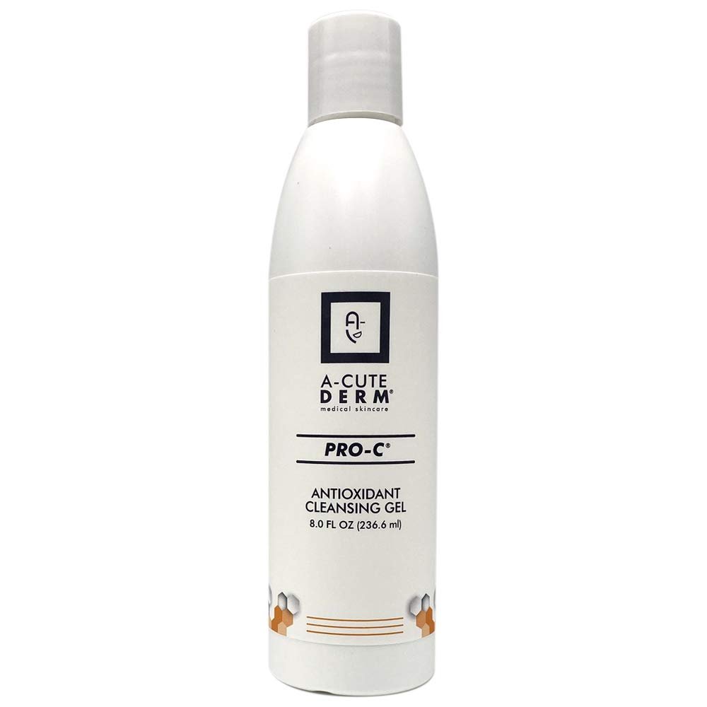 A-Cute Derm Pro-C Antioxidant Cleansing Gel Hydrating Daily Face Wash with Vitamin C & Green Tea Extract Refreshing Cleanser for All Skin Types 8 oz