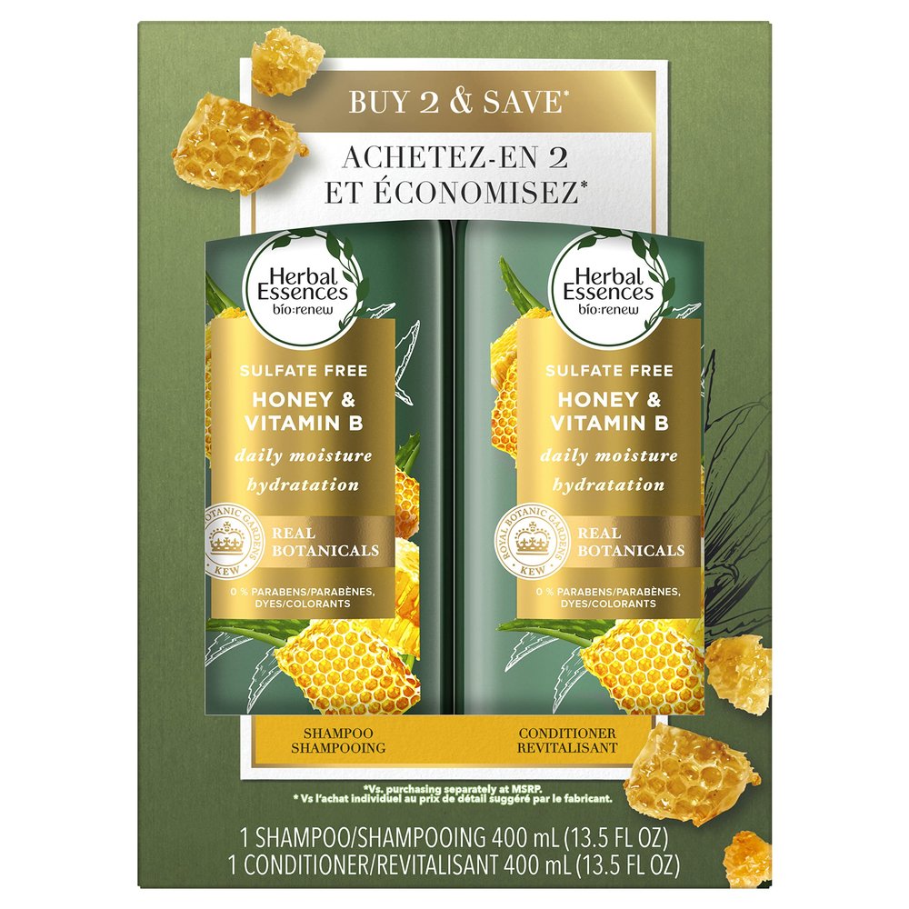 Herbal Essences Bio: Renew Sulfate-Free Honey & Vitamin B Shampoo & Conditioner Dual Pack, 27 Fl Oz