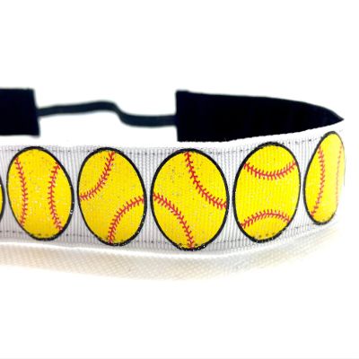Softball headband. White nonslip sports headband. 7/8" width. Handmade in the USA.
