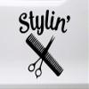 Minglewood Trading Stylin' Vinyl Decal - Salon Hair Stylist Dresser Scissors Comb - Die Cut Sticker - 15w x 15h inches - Silver view 2