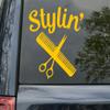 Minglewood Trading Stylin' Vinyl Decal - Salon Hair Stylist Dresser Scissors Comb - Die Cut Sticker - 15w x 15h inches - Silver view 3
