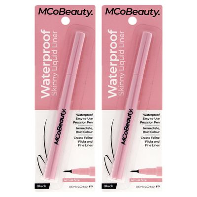 Waterproof Skinny Liquid Liner - Black by MCoBeauty for Women - 0.02 oz Eyeliner - Pack of 2