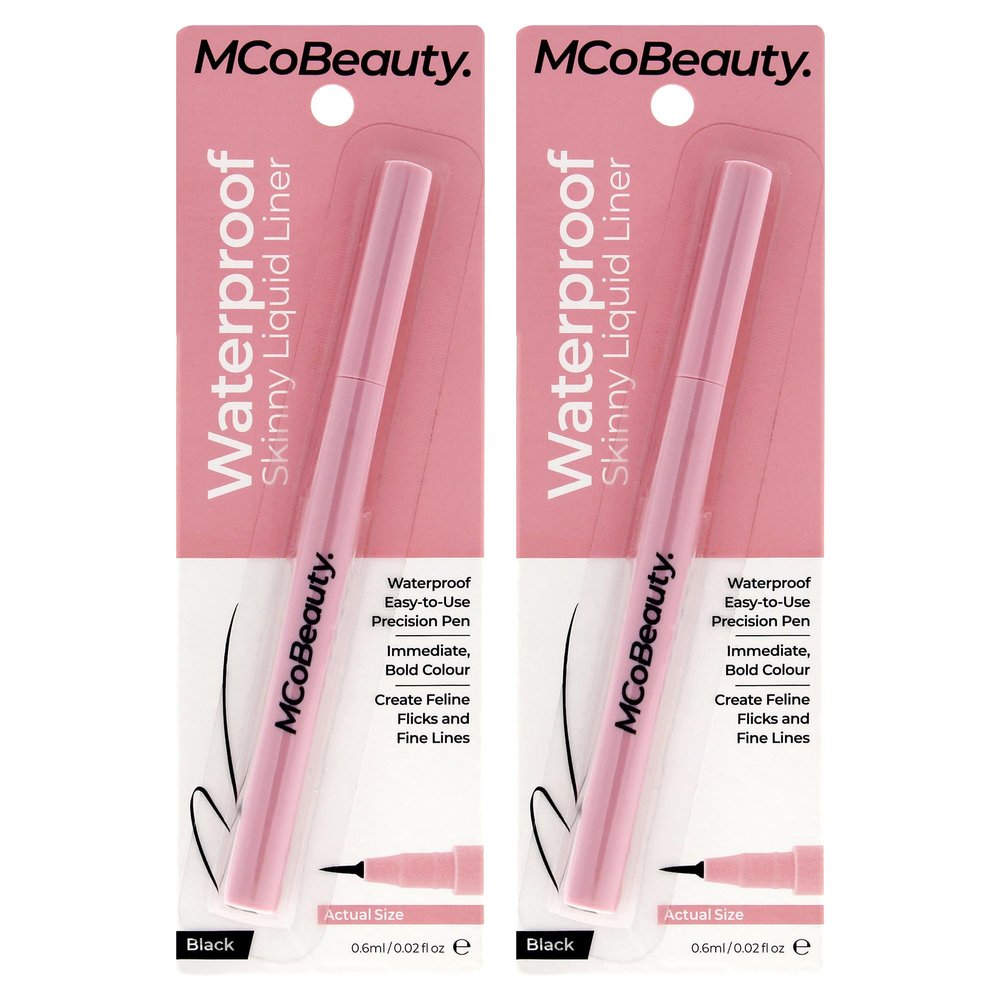 Waterproof Skinny Liquid Liner - Black by MCoBeauty for Women - 0.02 oz Eyeliner - Pack of 2