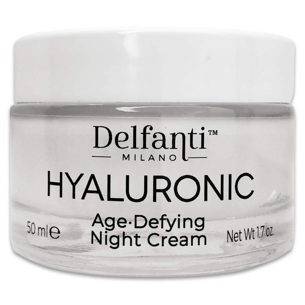 Delfanti Milano HYALURONIC AGE DEFYING NIGHT CREAM Face and Neck Moisturizer Made in Italy