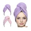 KEEPOZ Hair Towel Wrap Quick Dry 100% Cotton Super Absorbent Turban Head Wrap for Women with Button, Non Microfiber Anti Frizz Products, Hair Cap for Curly, Long (Lilac Pink Check, 2 Pcs) view 1