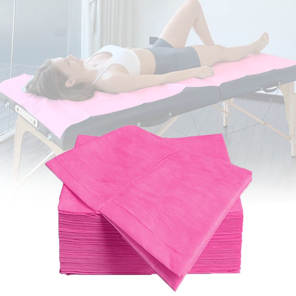 20 Pcs Massage Table Sheets, 31" X 78" Disposable Lash Bed Cover Waterproof Oil-Proof Spa Bed Cover for Tattoo Chair, Salon Table, Eyelash Bed (Pink)