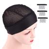 Ecojunmi 2pcs Crochet Braid Headband Wig Cap With 6pcs Free Wig Combs, Black Big Hole Wig Caps For Making Wigs, Crochet Wig Cap With Turban Headwrap view 1