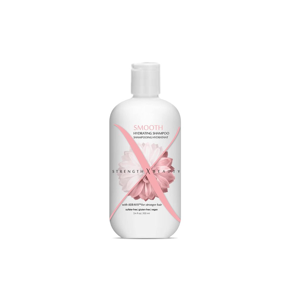 Strength x Beauty - Smooth Hydrating Shampoo - Restorative Moisturizing Shampoo to Add Softness & Elasticity to Dry or Damaged Hair - Sulfate-Free Vegan Formula w/Keravis PE (3.4 oz.)