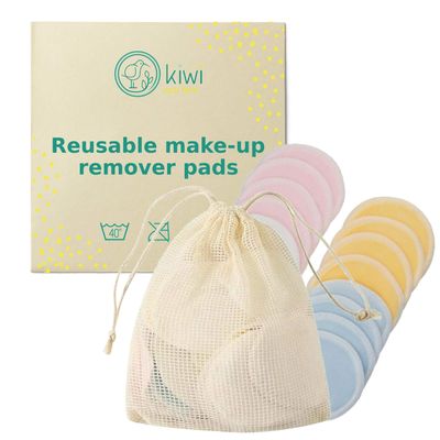 KIWI ECO BOX Reusable Makeup Remover Pads (15 Pack) With Washable Laundry Bag | Eco-Friendly Reusable Cotton Rounds For Toner