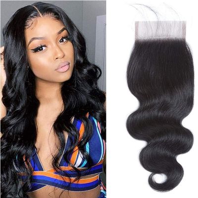 Body Wave Lace Closure Human Hair 4x4 Free Part Brazilian Virgin Human Hair Lace Closure with Baby Hair Natural Black 12 Inch