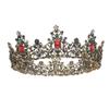 1950s Women Crystal Evening Dance Party Dress Hair Crown Beaded Rhinestone Baroque Headpiece Wedding Bridal Crowns,Black view 1