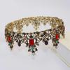 1950s Women Crystal Evening Dance Party Dress Hair Crown Beaded Rhinestone Baroque Headpiece Wedding Bridal Crowns,Black view 3