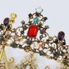1950s Women Crystal Evening Dance Party Dress Hair Crown Beaded Rhinestone Baroque Headpiece Wedding Bridal Crowns,Black view 4