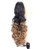 DIGUAN Claw Clip In Wavy Loose curly Synthetic Wrap Around Ponytail Extensions 24 Inches Pony Tail Clip In Extensions for Women Girl 7.4oz/210g (1B to Caramel Brown) view 3