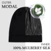 OLESILK Silk-Bonnet for Curly Hair, Silk Hair Bonnet for Sleeping, Unisex, Medium, Black view 2