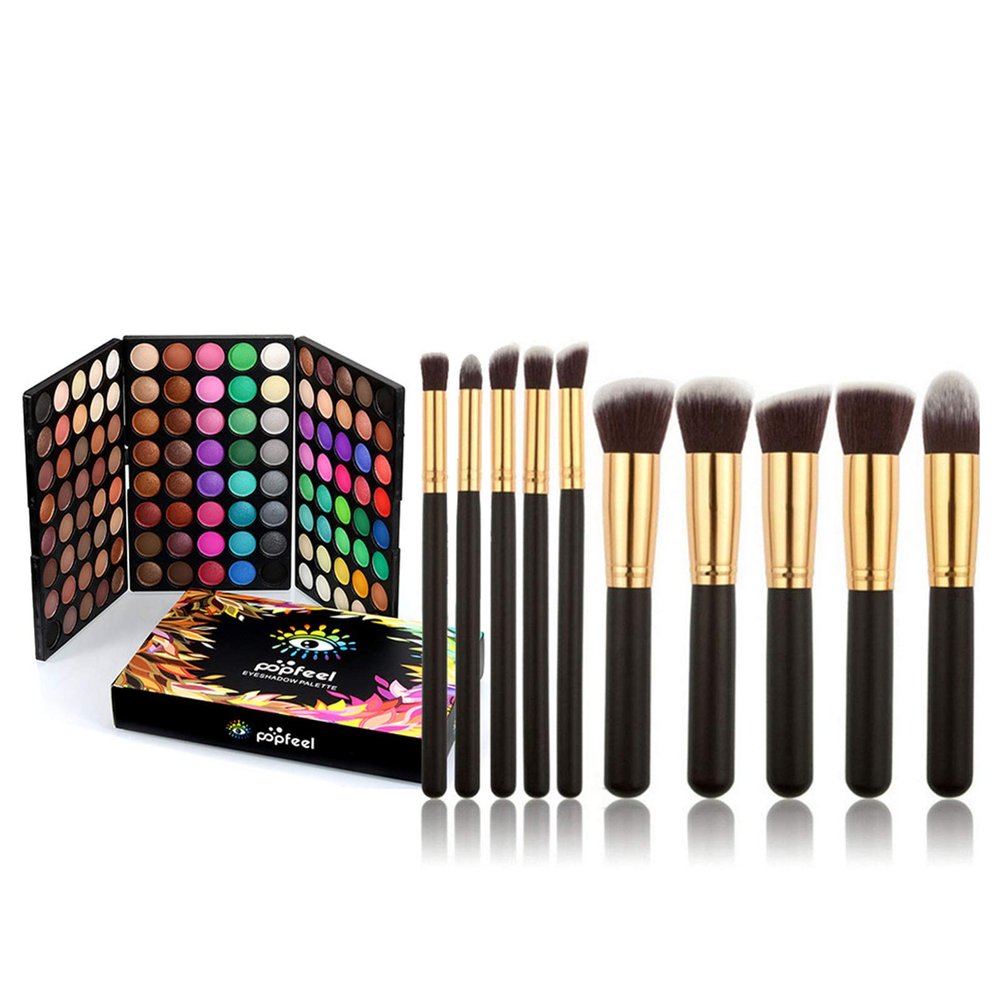 Joyeee 120 Color Eyeshadow Palette Kit with 10 Pcs Foundation Makeup Brush, Professional Daily Use Colorful with Velvety Texture Eyeshadow Palette, Highly Pigmented Waterproof Long Lasting Makeup
