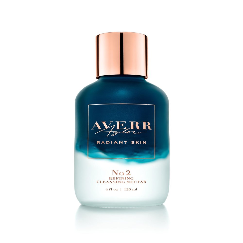 Averr Aglow Refining Cleansing Nectar, Rinseless Anti-Aging, Refresh Refine Face Skin Care, Natural Facial Cleanser, Gentle Make Up Remover, Repair Wrinkles, Fine Lines & Dark Spots