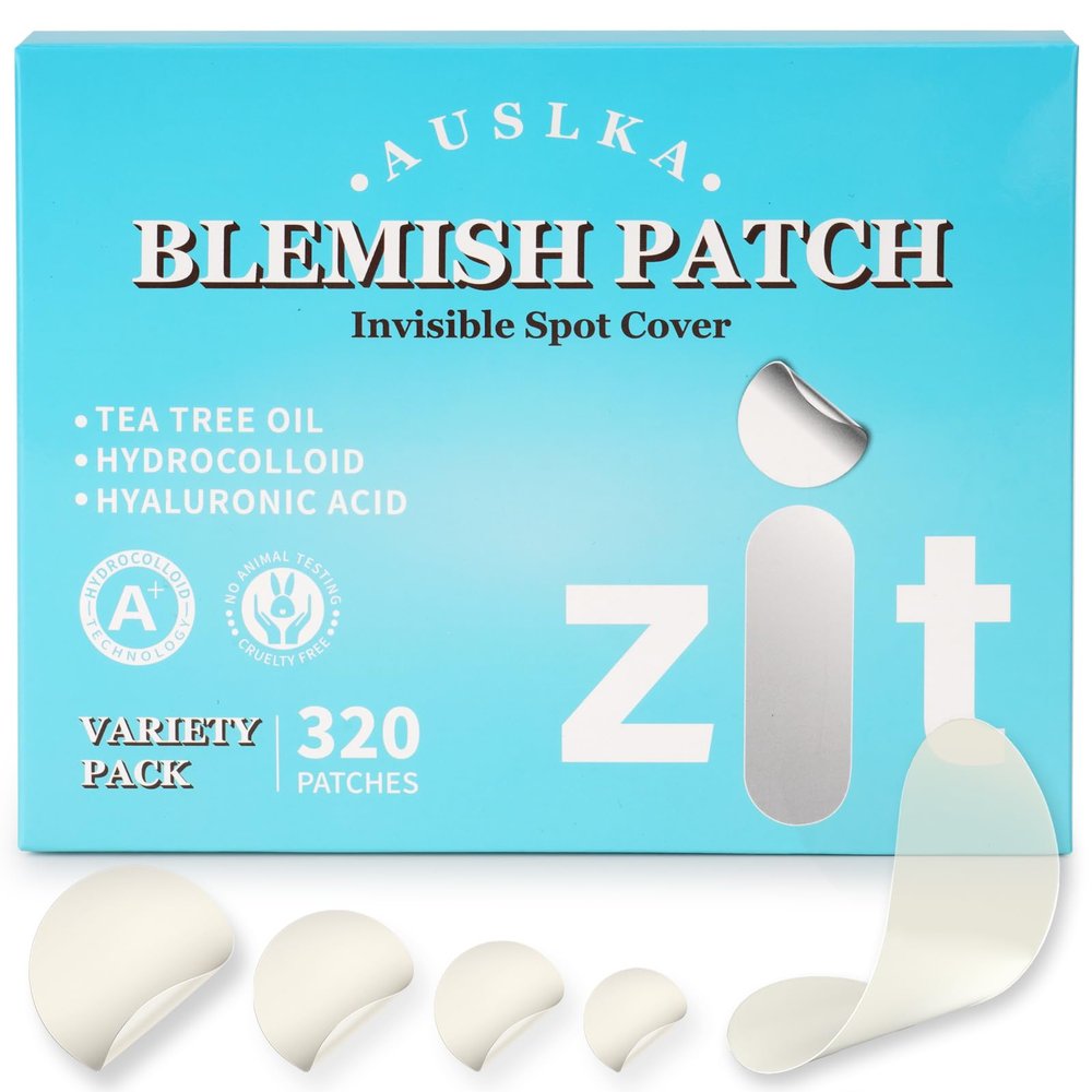 AUSLKA 320 CT Large Pimple Patch - 5 Sizes Hydrocolloid Patches, XL Hydrocolloid Spot Patch, Big Hydrocolloid Bandages for Face Body, Forhead, Chin, Neck Zit Breakouts