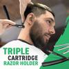 Tomb 45 Triple Cartridge Razor Holder | Disposable Razor Safety Handle For Barbers | 100% Metal Grip & 3 Adjustable Blade Exposure Options For Shaving | Men's Straight Edge Razors Manual Shaver (Red) view 2
