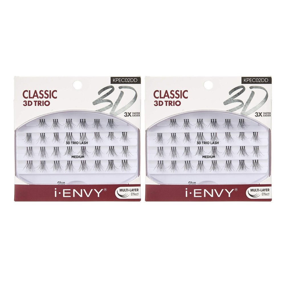 i-ENVY 3D Trio Classic Lash Medium (2 Pack) Natural Fluffy Effect 3X Faster Easier Application