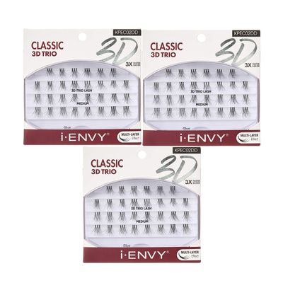 i-ENVY 3D Trio Classic Lash Medium (3 Pack) Natural Fluffy Effect 3X Faster Easier Application