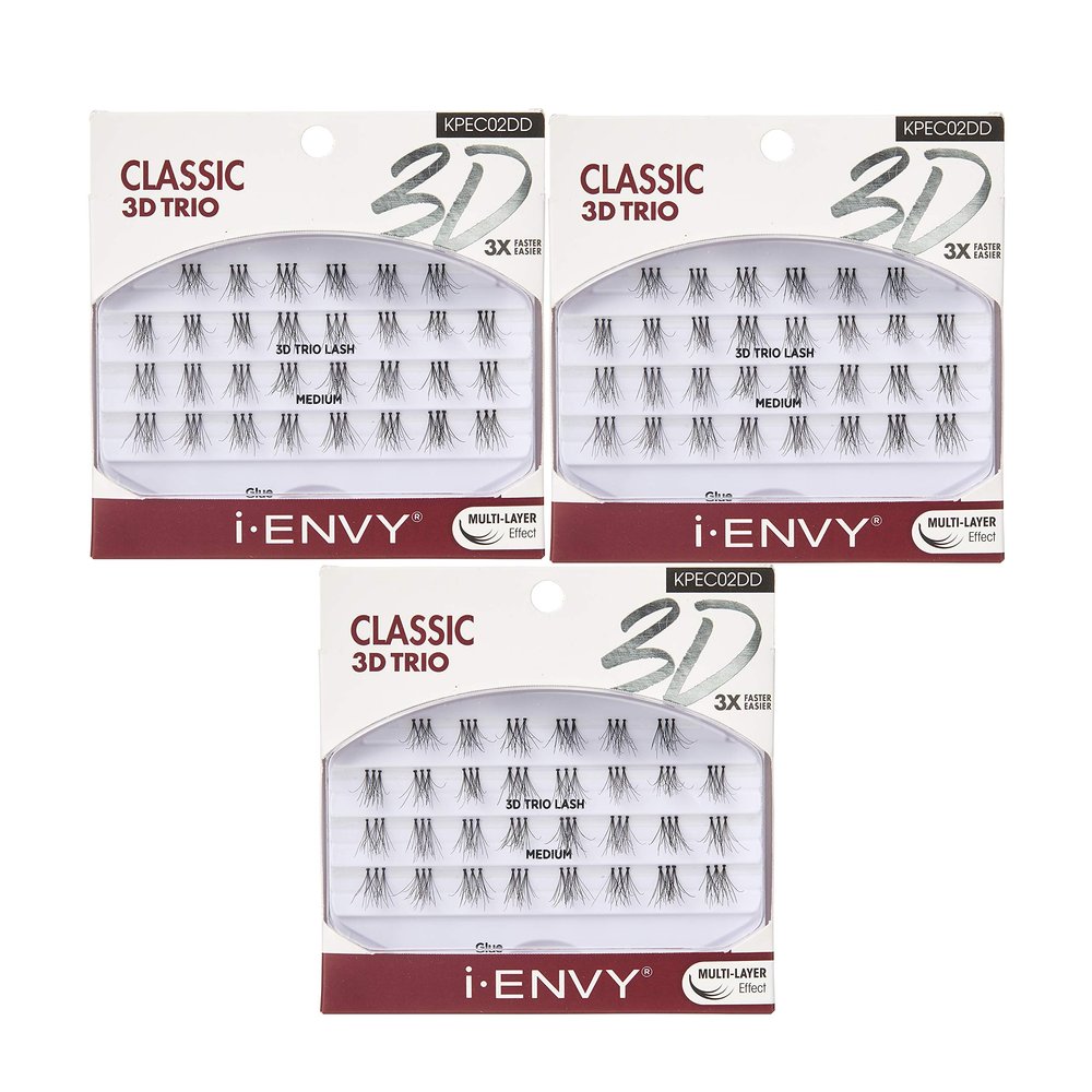 i-ENVY 3D Trio Classic Lash Medium (3 Pack) Natural Fluffy Effect 3X Faster Easier Application