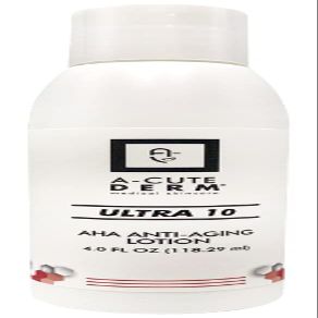 A-Cute Derm Ultra 10 AHA Anti-Aging Lotion for Exfoliation Simple and Effective for Face and Body (4 OZ)