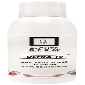 A-Cute Derm Ultra 10 AHA Anti-Aging Lotion for Exfoliation Simple and Effective for Face and Body (4 OZ)