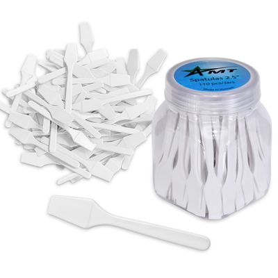 AMT 110 PCS Cosmetic Spatula, 2.5" Make Up Disposable Plastic Spatula, Facial Cream Mask Scoop, Skin Care Plastic Spoon for Mixing & Sampling (110 PCS)