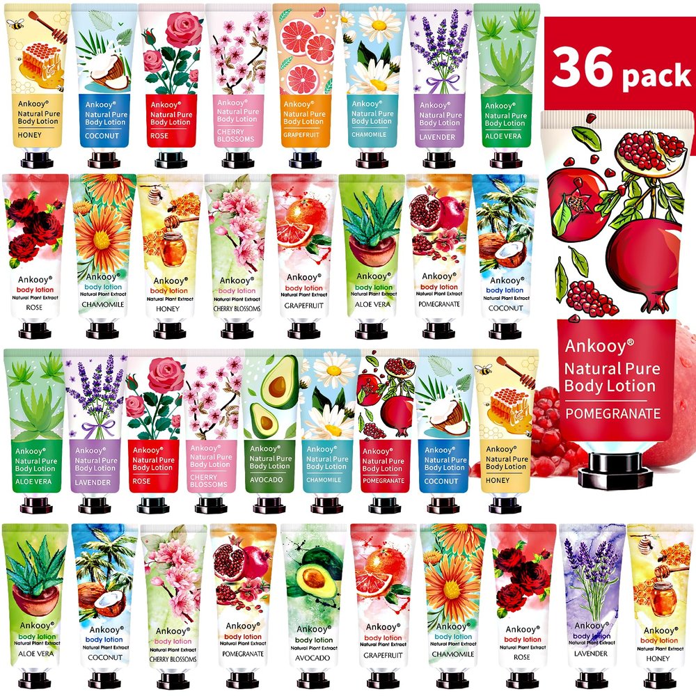 36 Pack Body Lotion for Women Dry Skin,Stocking Stuffers for Teen Girls,Christmas Gifts for Teacher,Gifts for Women,Appreciation Gifts Nurse Gifts for Coworkers,Travel Size Lotion with Shea Butter