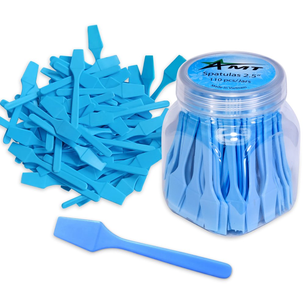 AMT 110 PCS Cosmetic Spatula, 2.5" Make Up Disposable Plastic Spatula, Facial Cream Mask Scoop, Skin Care Plastic Spoon for Mixing & Sampling (110 PCS)