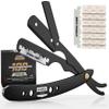 Utopia Care Professional Straight Razor for Men, Barber Straight Edge Razor Safety with 100 Pack Blades, Black view 1