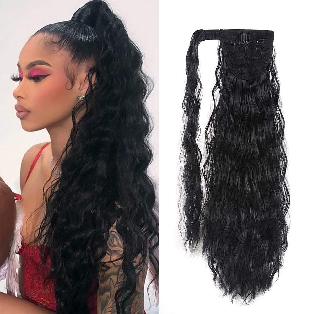 22 Inch Ponytail Wrap Around Ponytail Pony Tail Hair Extension Synthetic Ponytail Extension Ponytail Weave Clip on Ponytail Extension for Black Women