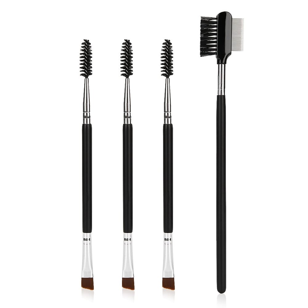 4pcs Eyelash Brush, Double-ended Eyelash Mascara Brush Eyebrow Makeup Brush with Eyebrow Comb for Eyelash Extensions and Eyebrow Smudge