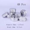 48 Pack 10ml Aluminium Containers Silver Round Empty Refillable Cosmetic Jars Tins Cans with Screw Lid view 2