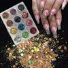 PrettyG 2oz / 57Gram Pack Chunky Mixes Nail Sequin Holographic Glitter Power Nail Art Decoration LBC (12 Colors Set) view 1